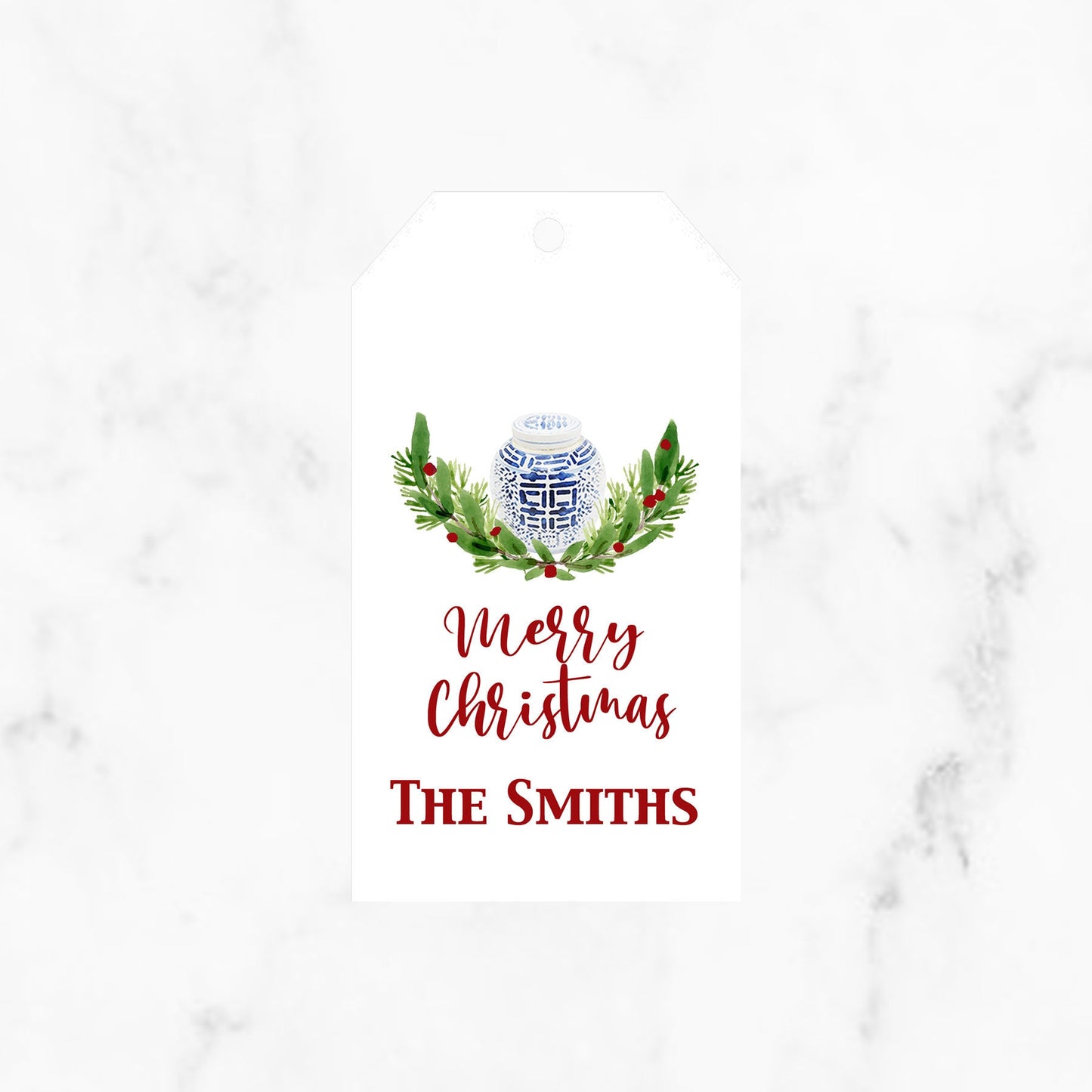 Chinoiserie Ginger Jar Christmas Gift Tags