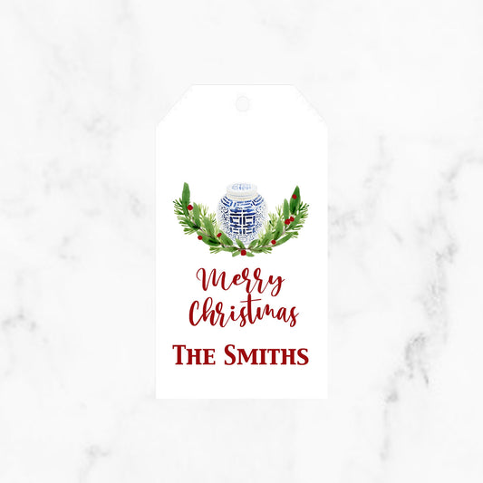Chinoiserie Ginger Jar Christmas Gift Tags