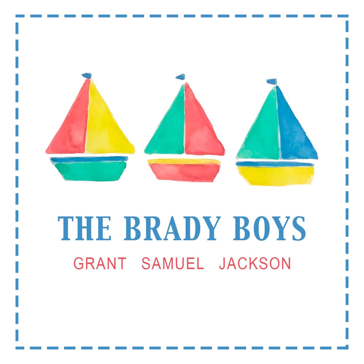 Watercolor Sailboat Enclosure Cards For Boys