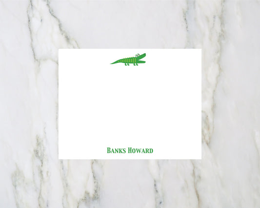 Alligator Personalized Flat Notecards