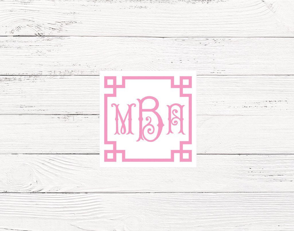 Greek key monogrammed enclosure cards