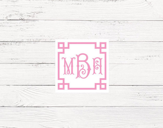 Greek key monogrammed enclosure cards