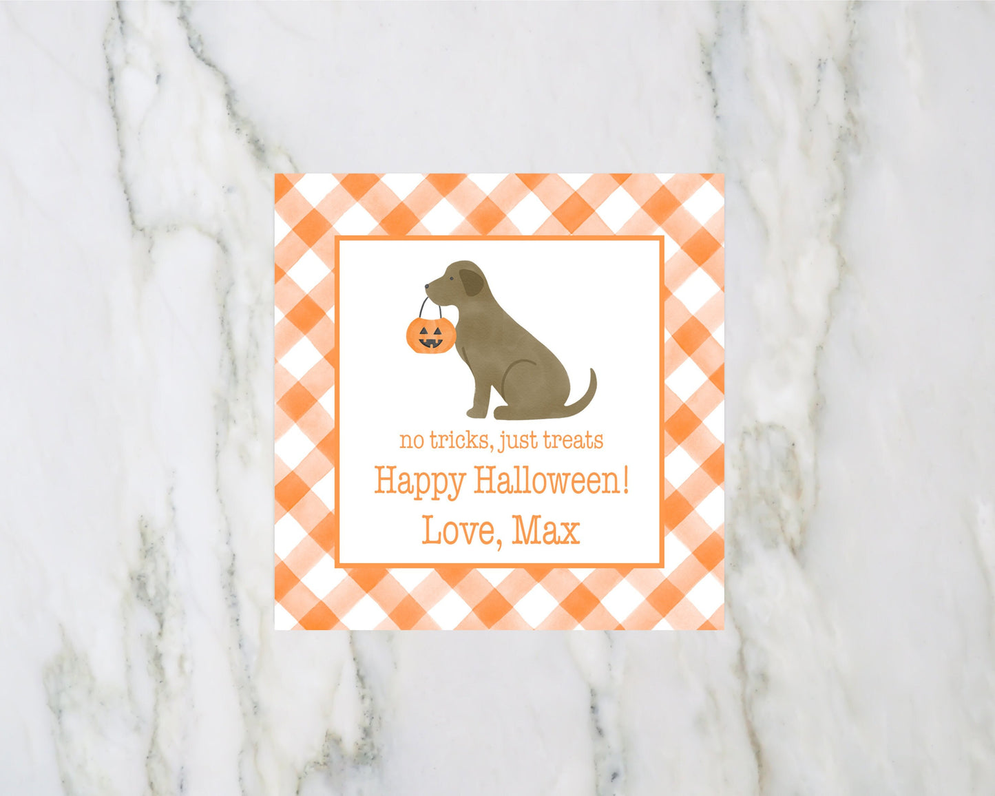 Personalized Chocolate Lab Halloween Treat Tag