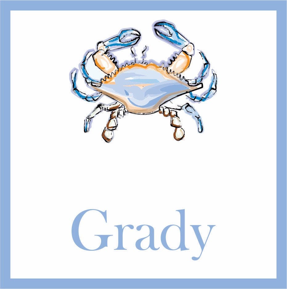 Personalized crab enclousure cards for boys