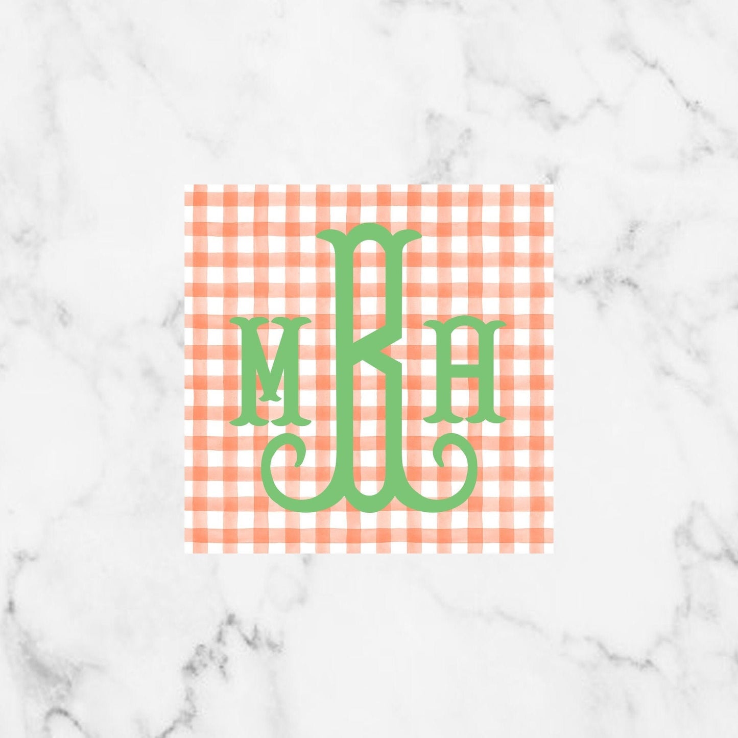 Orange Gingham Monogram Enclosure Card