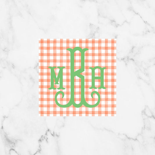 Orange Gingham Monogram Enclosure Card