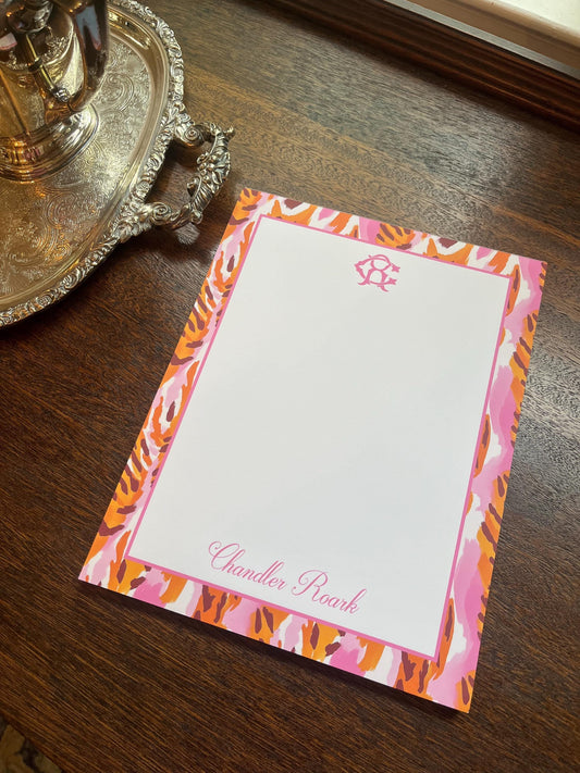 Pink and Orange Tiger Print Notepad 8.5x11