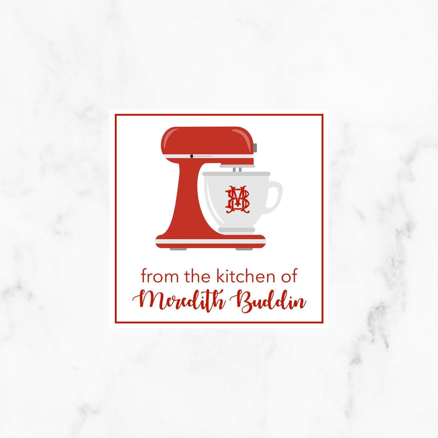 Red Kitchen Mixer Chic Monogram Enclosure Cards