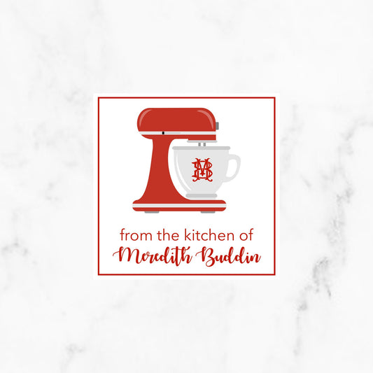 Red Kitchen Mixer Chic Monogram Enclosure Cards