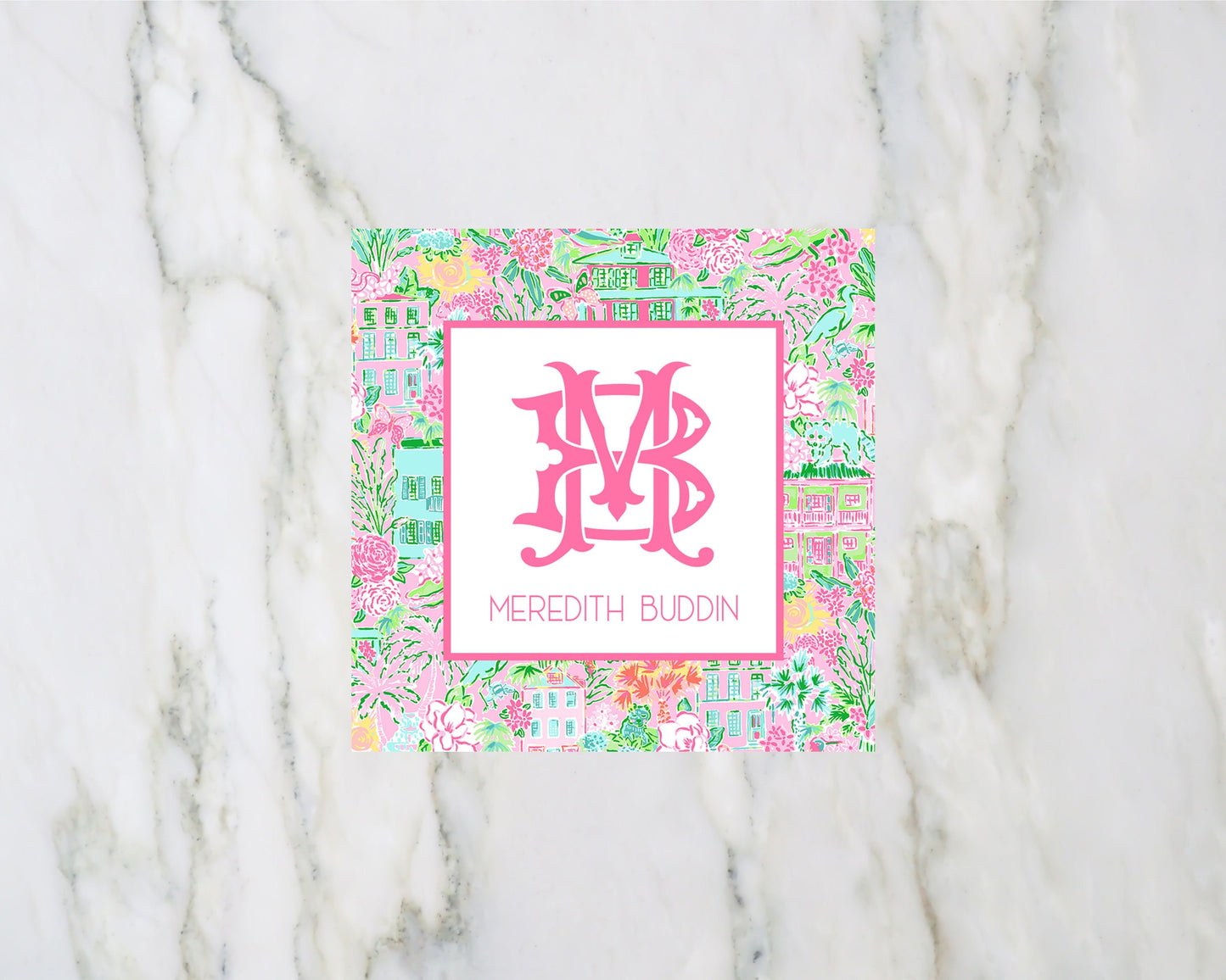 Charleston South Carolina Inspired Chic Monogram Enclosure Cards