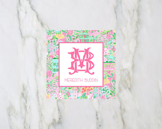 Charleston South Carolina Inspired Chic Monogram Enclosure Cards