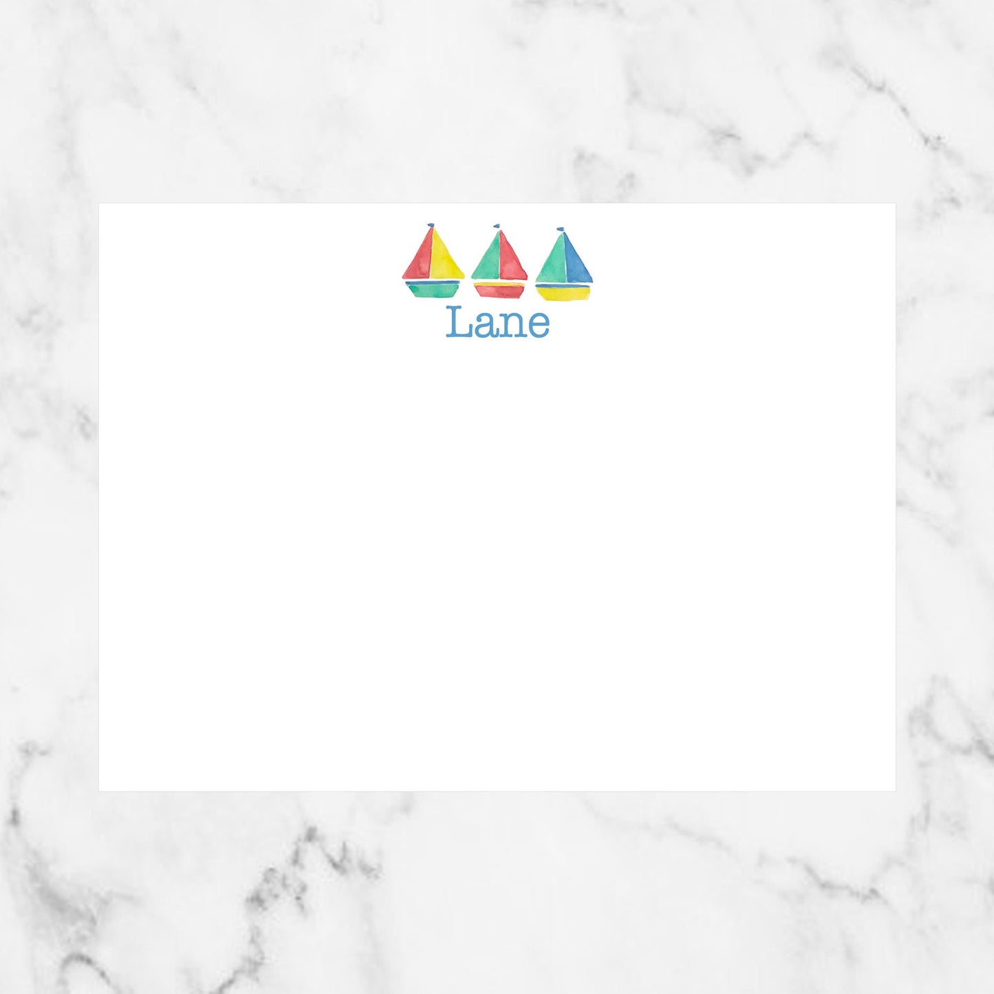 Watercolor Sailboat Stationery for Boys