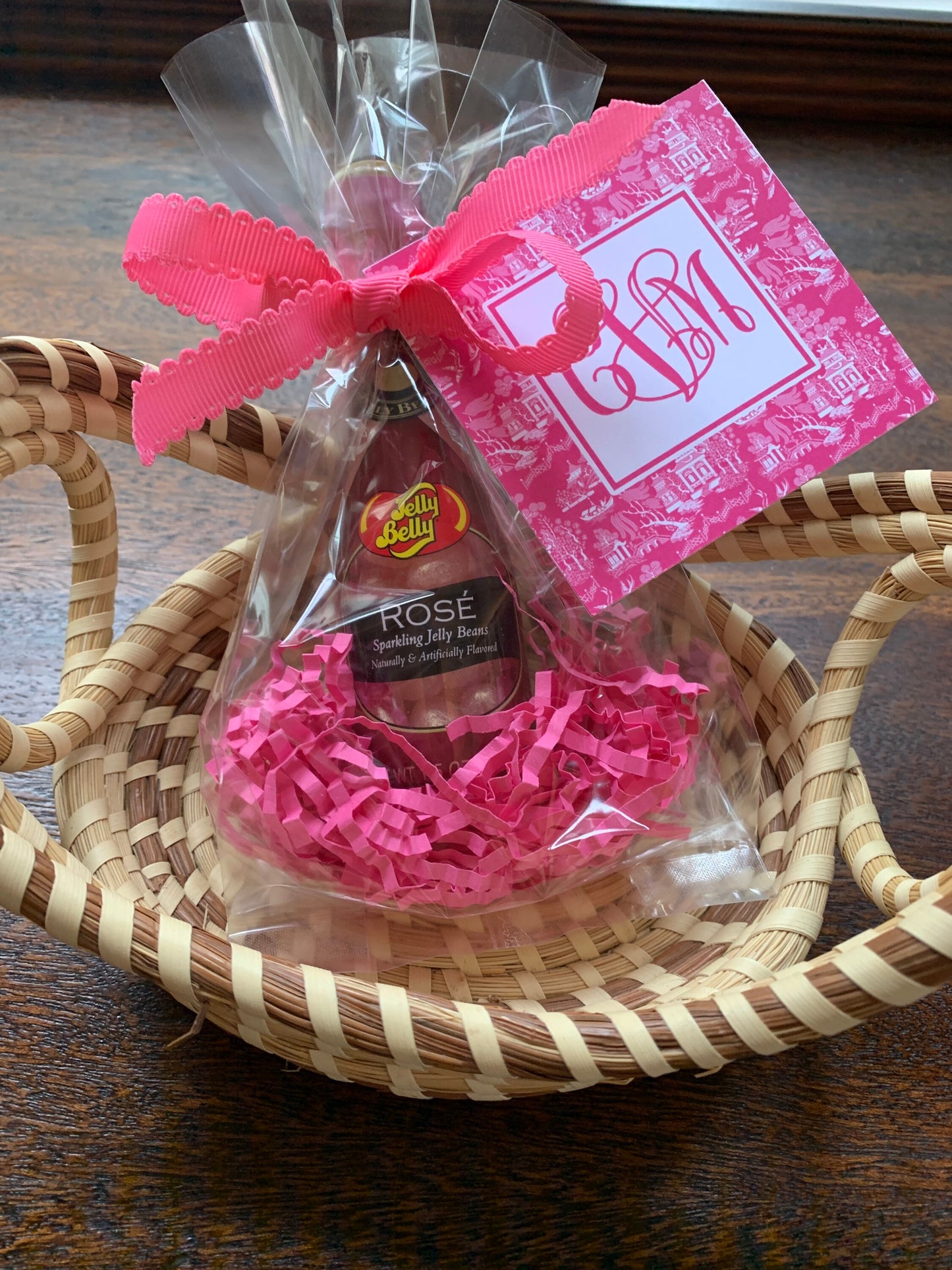 pink chinoiserie monogrammed enclosure cards with envelopes