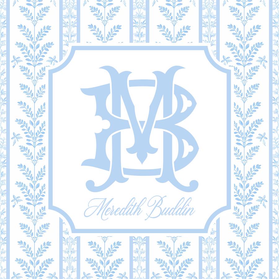 Blue and White Floral Stripe Enclosure Cards