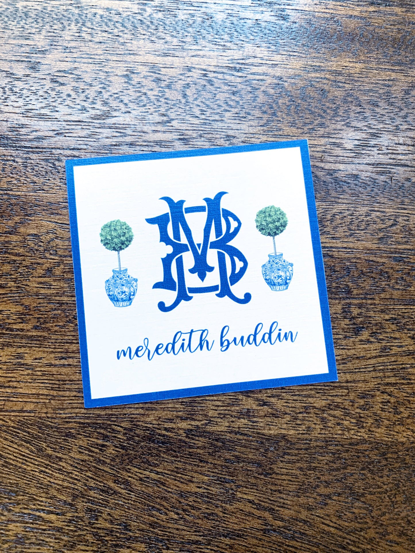 Chinoiserie Topiary Monogram Enclosure Cards