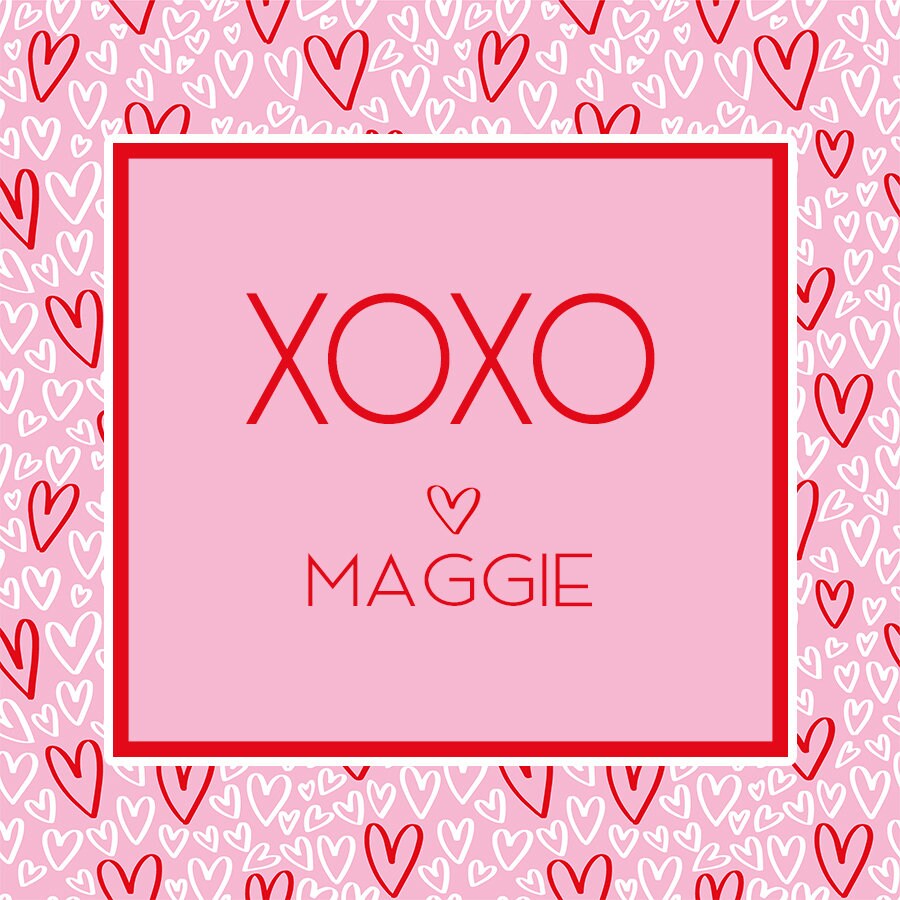 Printable Pink and Red Valentine XOXO Enclosure Card