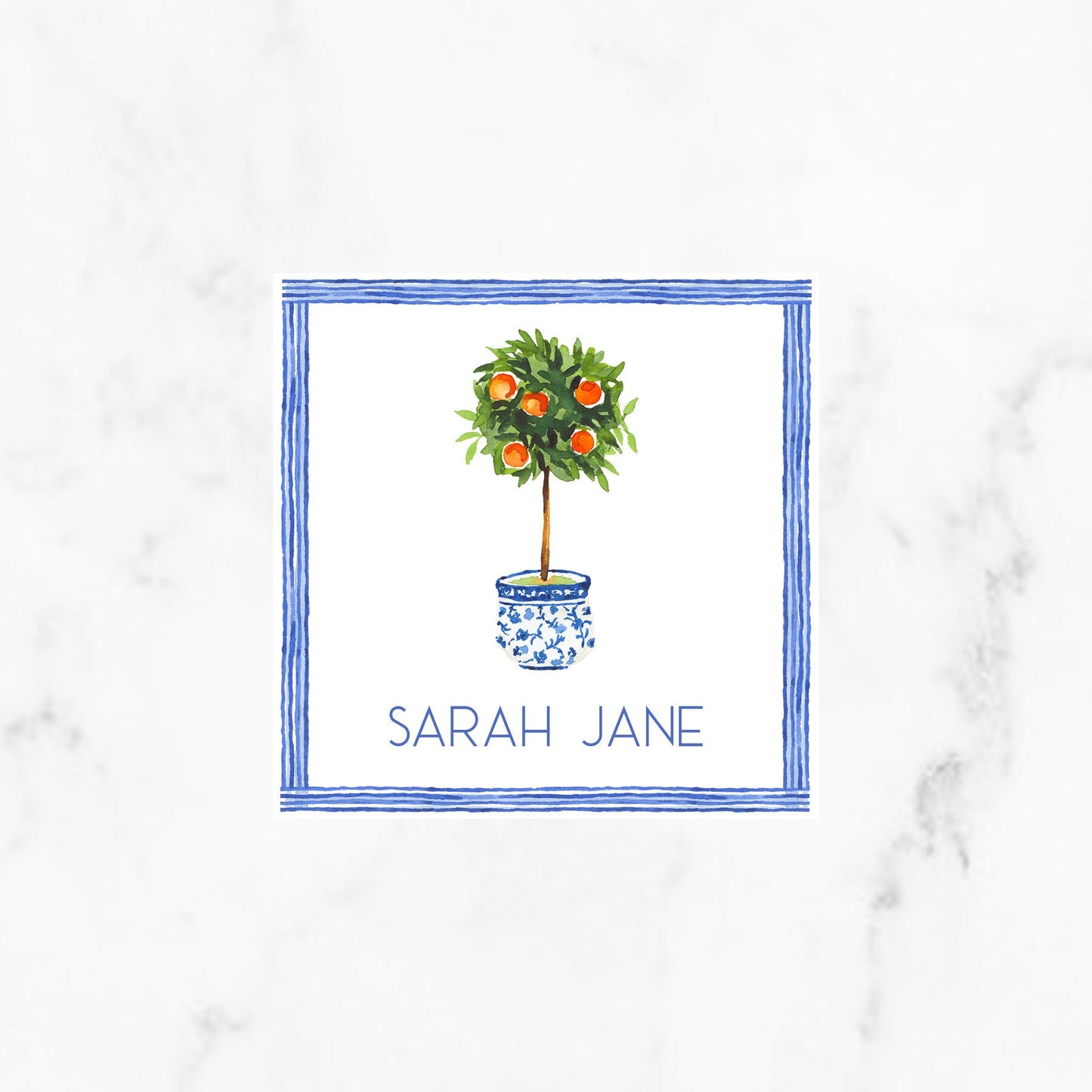 Chinoiserie Topiary Orange Tree Enclosure Cards