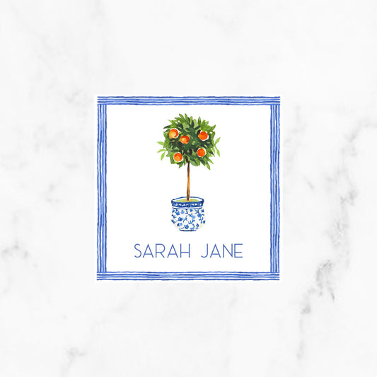 Chinoiserie Topiary Orange Tree Enclosure Cards
