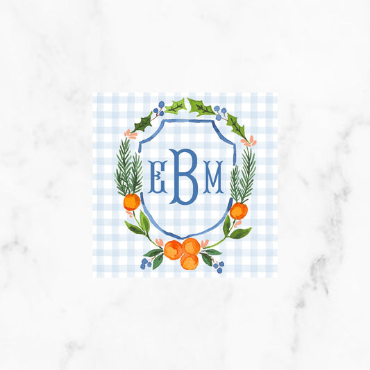 Blue and White Orange Wreath Enclosure Cards