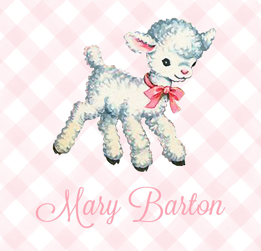 Vintage lamb with bow enclosure cards
