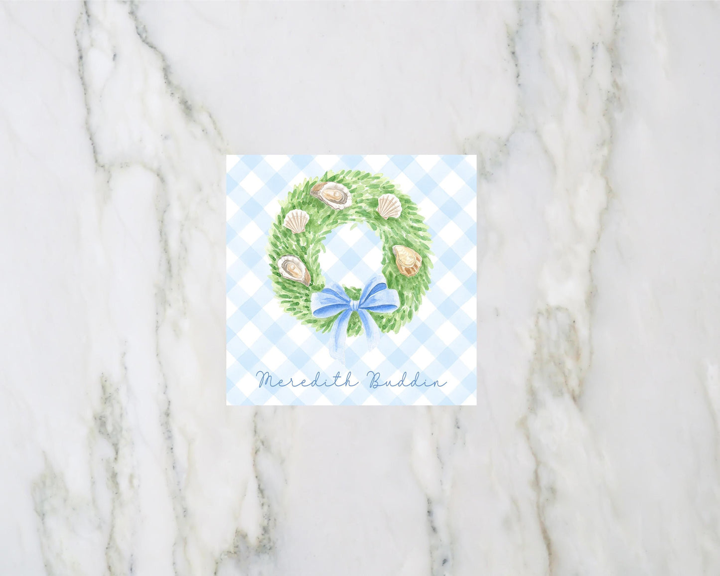 Oyster Wreath Christmas Personalized Enclosure Cards and Gift Tags