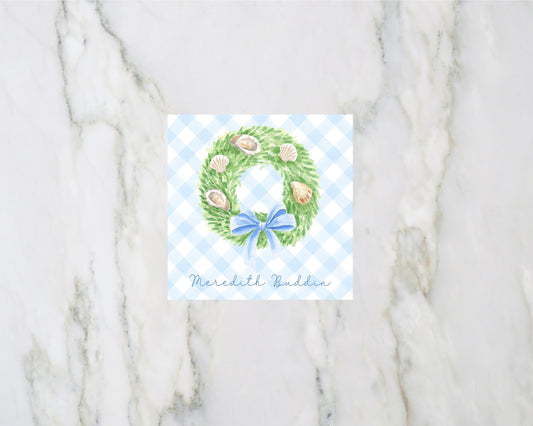 Oyster Wreath Christmas Personalized Enclosure Cards and Gift Tags