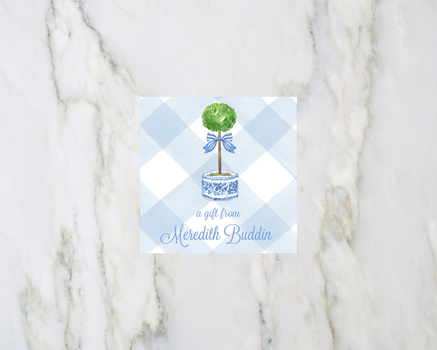 Personalized Bow Topiary Enclosure Card