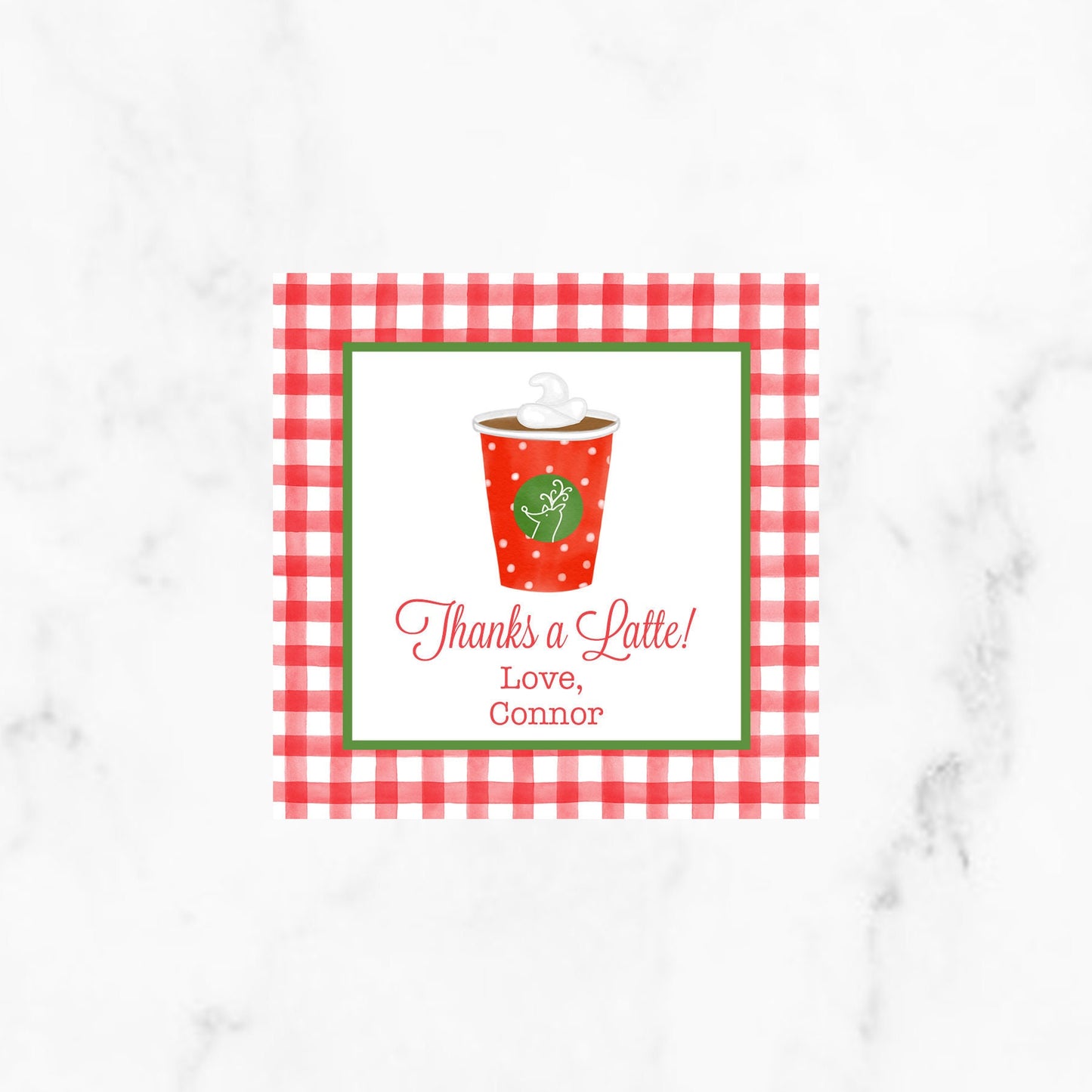 Digital Thanks a Latte Red Christmas Gift Tag
