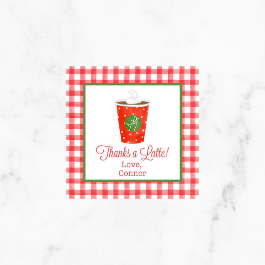Digital Thanks a Latte Red Christmas Gift Tag