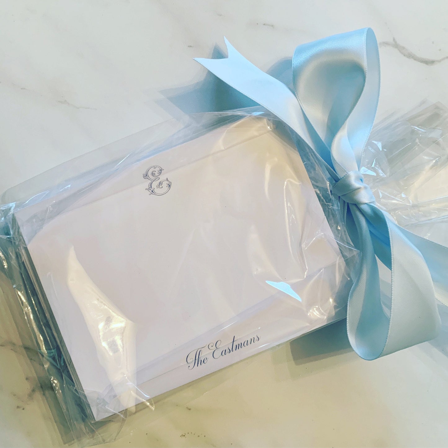 One initial family flat notecards