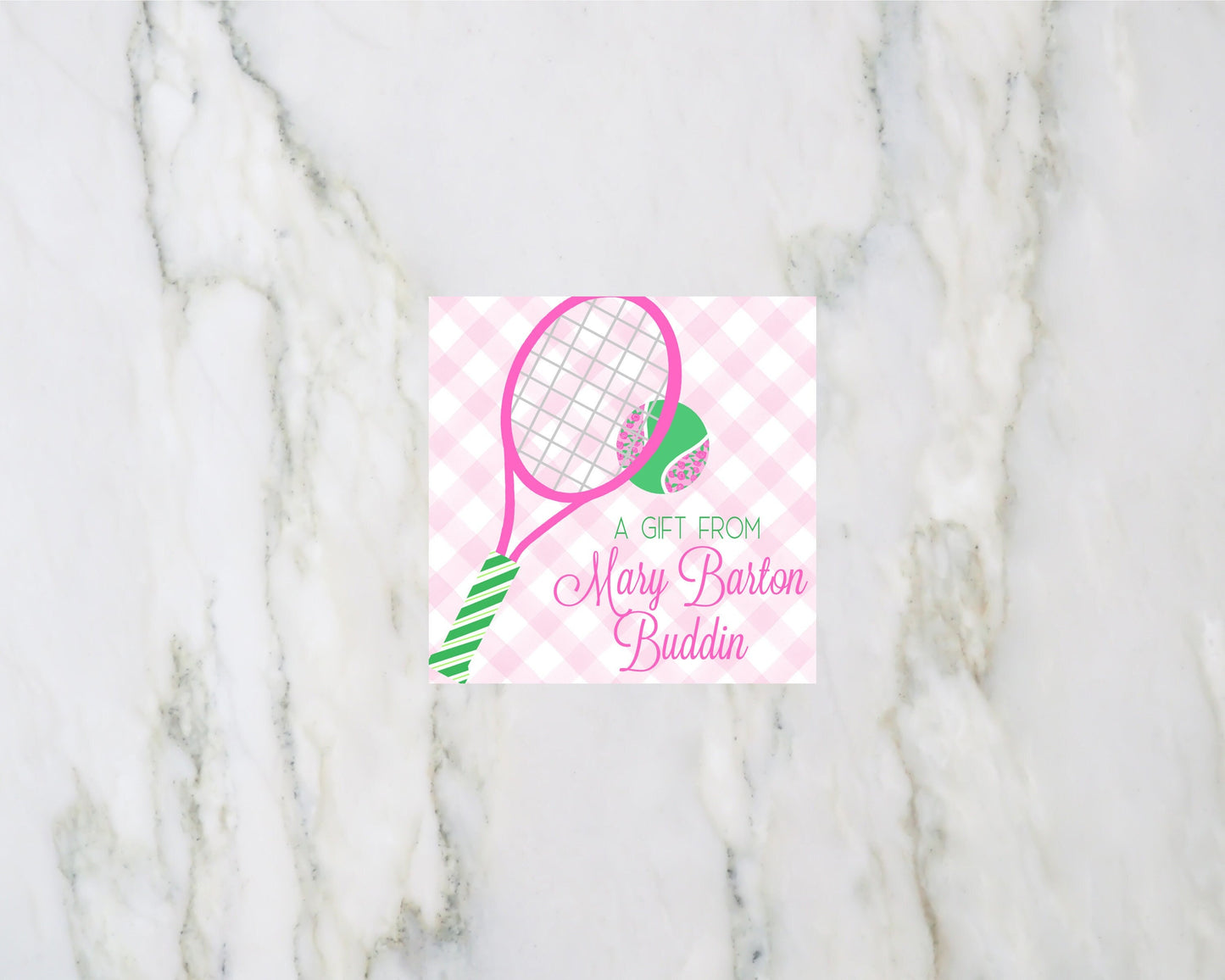 Pink and Green Tennis Enclosure Card