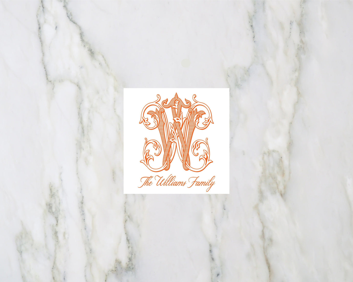 Fancy Orange Monogram Enclosure Card