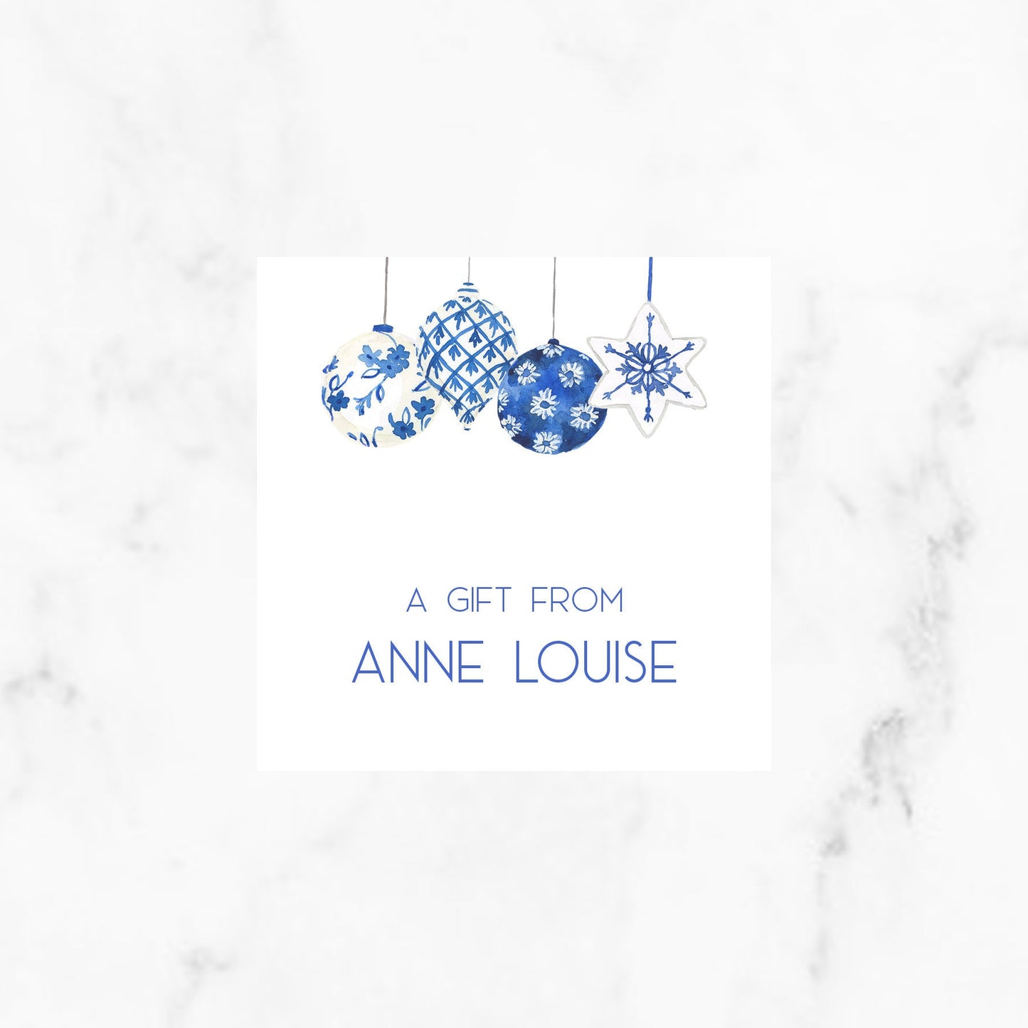 Blue and White Chinoiserie Christmas Ornament Enclosure Cards