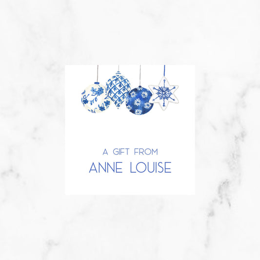Blue and White Chinoiserie Christmas Ornament Enclosure Cards