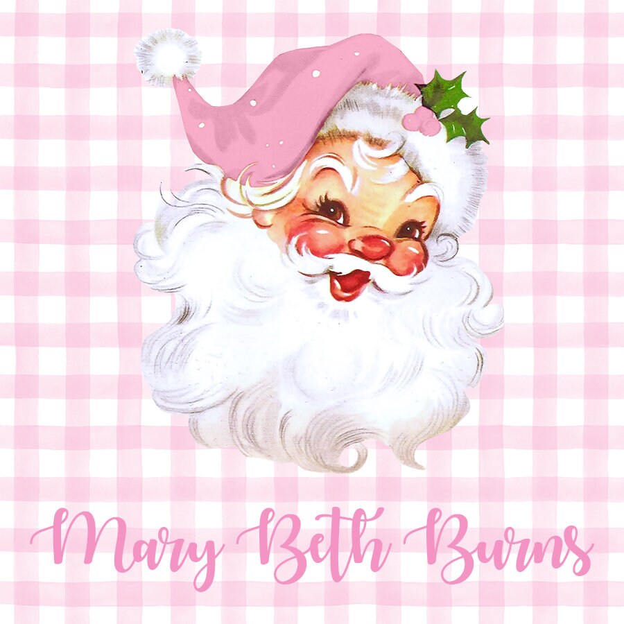 Downloadable Pink Vintage Santa Personalized Enclosure Card