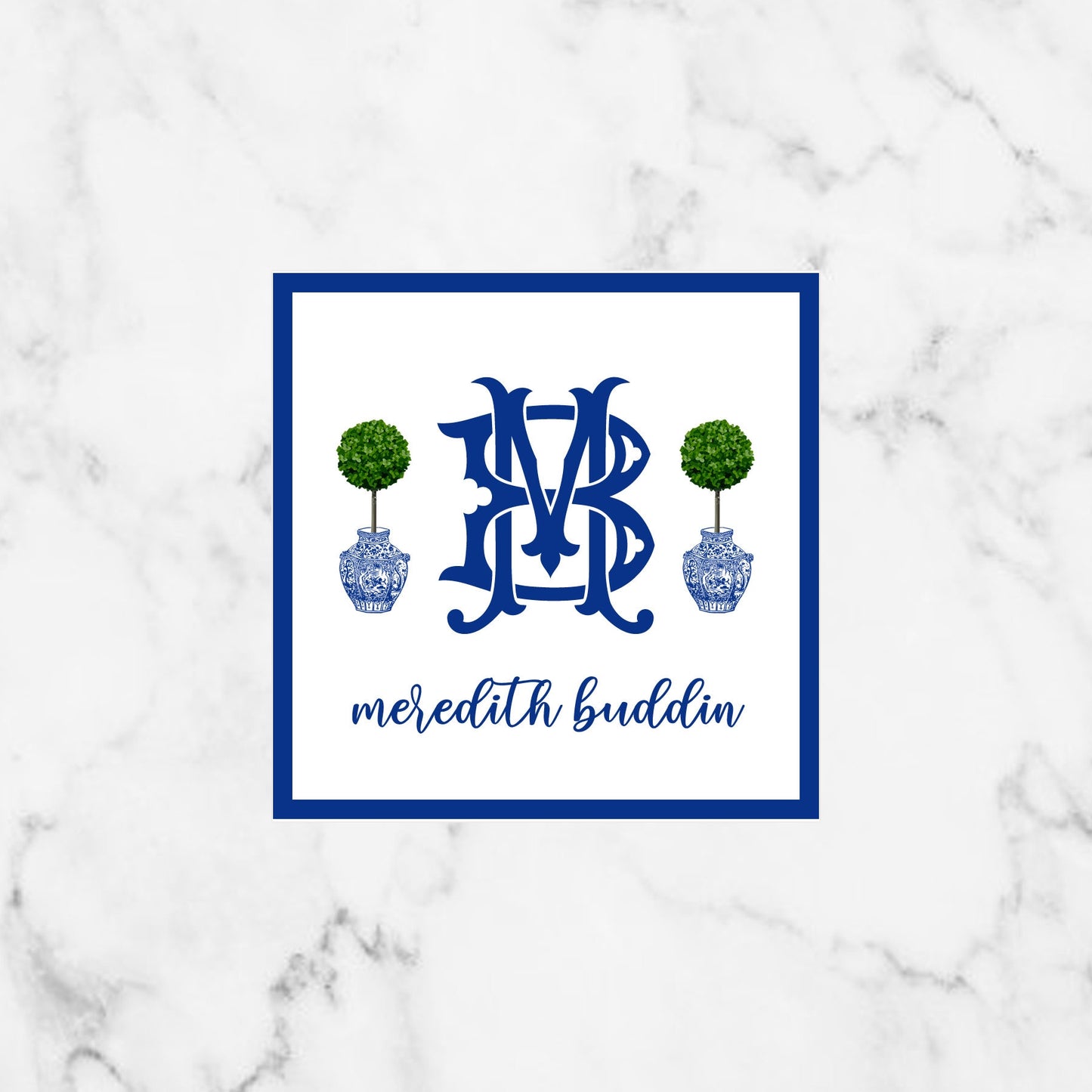 Chinoiserie Topiary Monogram Enclosure Cards