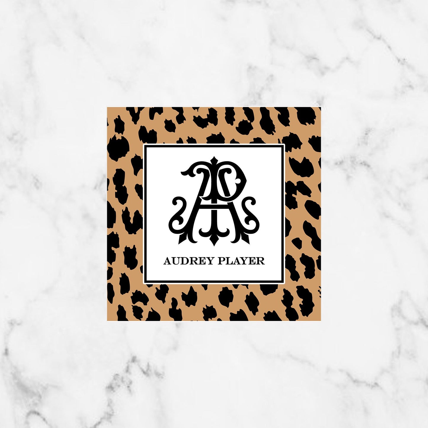 Monogrammed Cheetah Gift Enclosure Cards