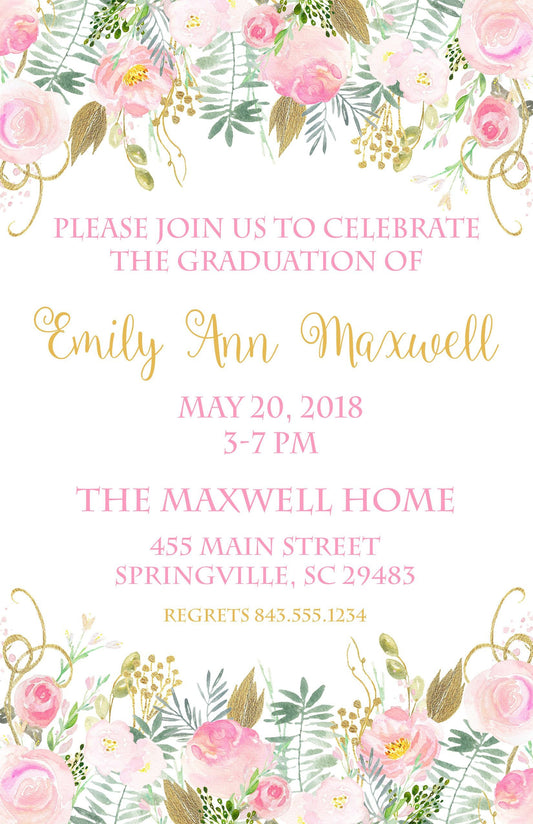 Floral With Gold Accents Invitation