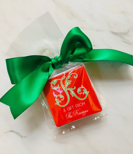 Christmas Fancy Initial  Monogrammed Gift Enclosure Cards/Stickers