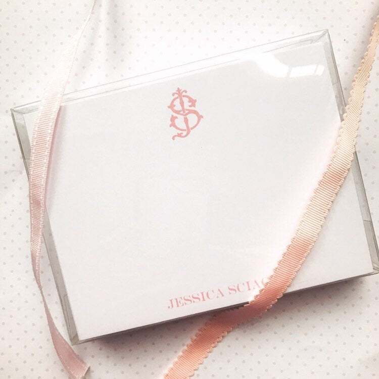 Chic Monogram Flat Note Cards for Girls