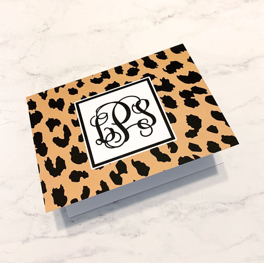 Monogramed Cheetah Fold Over Note Cards