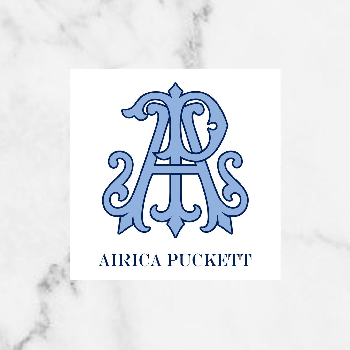 Blue Chic Monogram Enclosure Cards