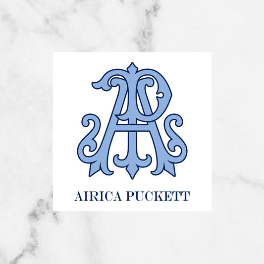 Blue Chic Monogram Enclosure Cards