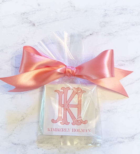 Coral - Chic Monogram- Square- Enclosure Cards- Ladies- Gift Tags