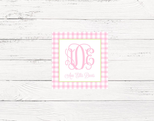 Pink Gingham Enclosure Cards