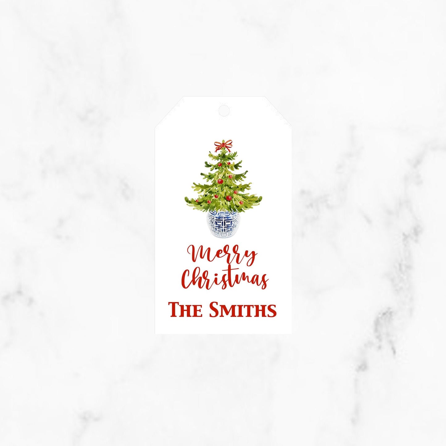 Chinoiserie ginger jar Christmas tree gift tags