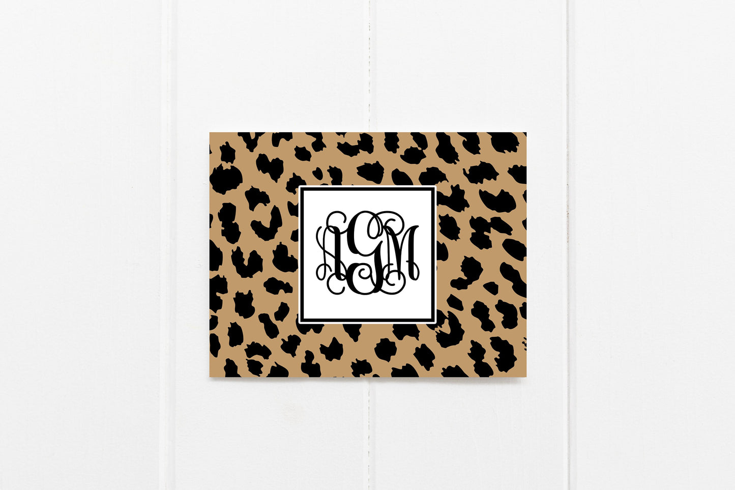 Monogramed Cheetah Fold Over Note Cards