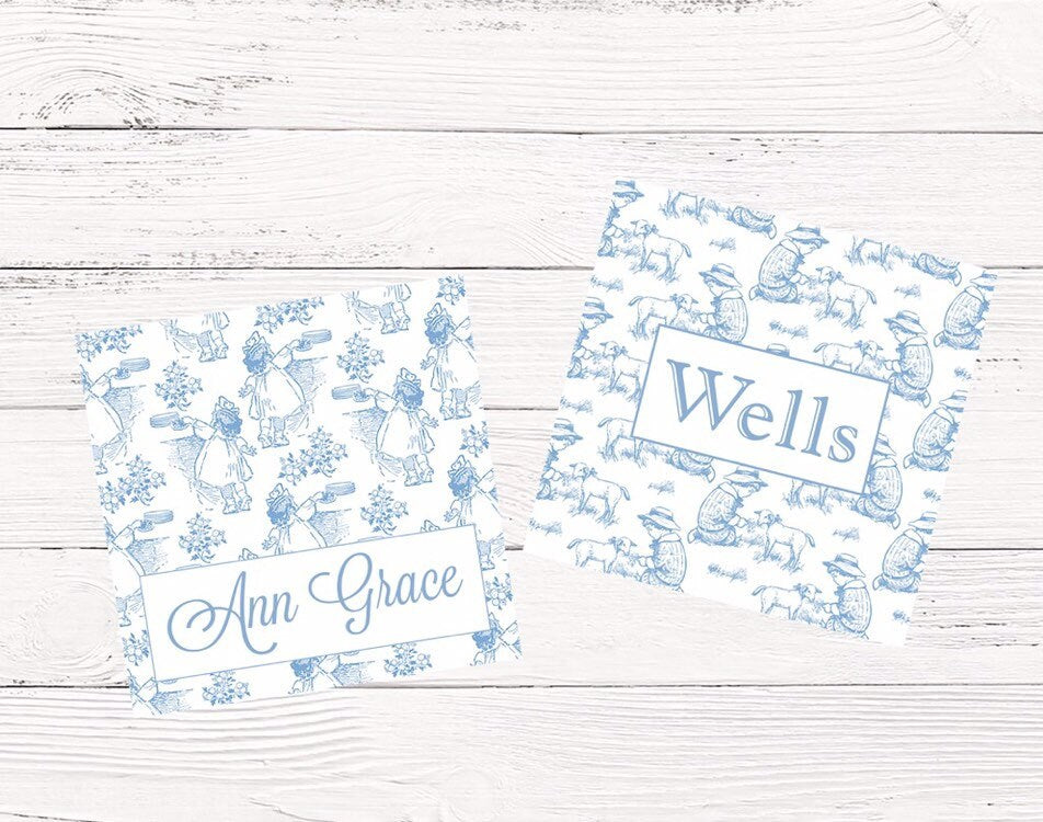 Blue Toile Calling Cards for Children