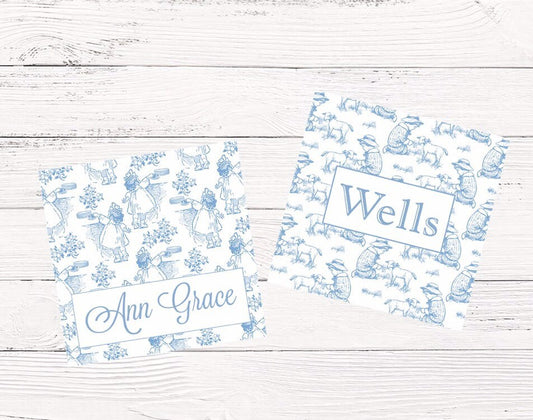 Blue Toile Calling Cards for Children