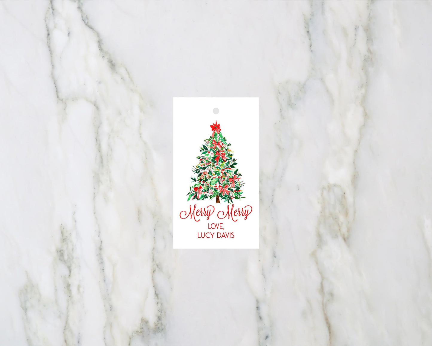 Bow Christmas Tree Gift Tags Personalized